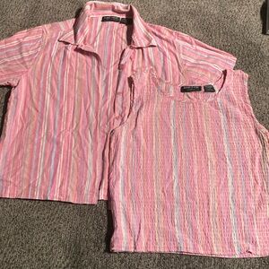 Breezy 2-piece Lemon Grass Studio tank and button down shirt — cotton size L